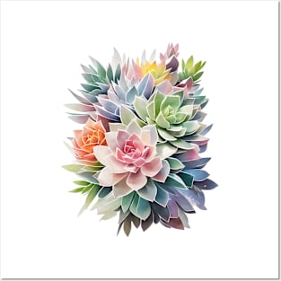 Succulents In Watercolor Style - AI Art Posters and Art